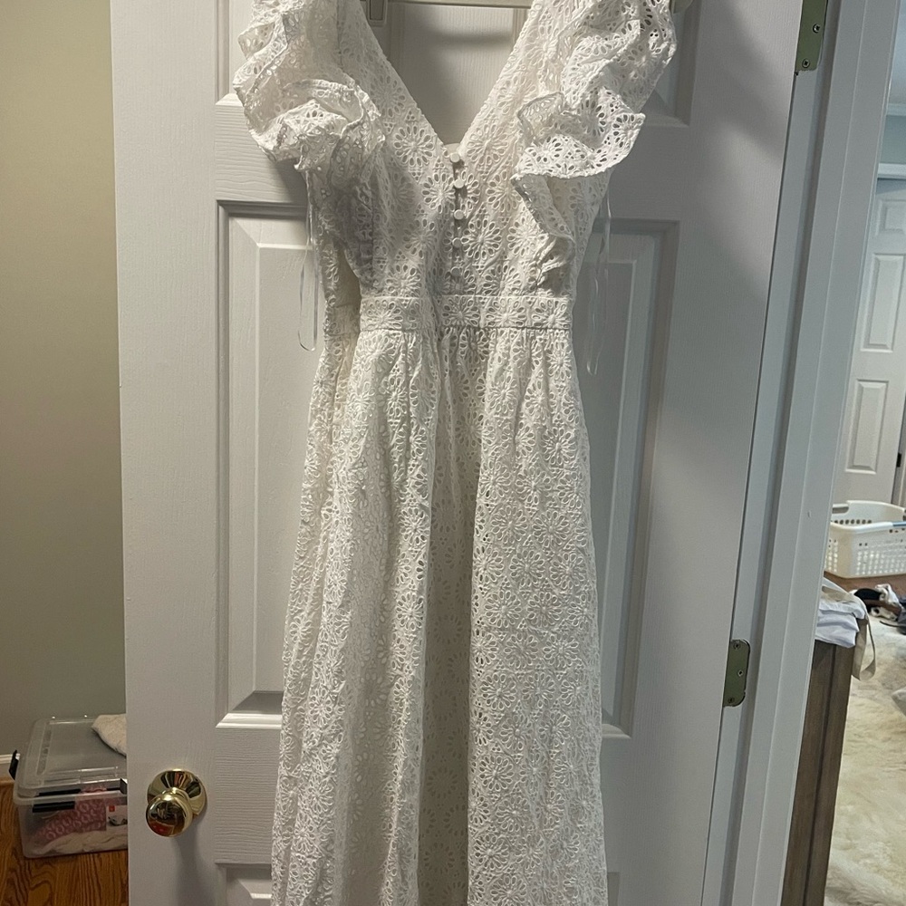 JCrew White Eyelet Long Dress - never worn